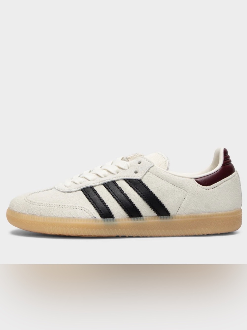 adidas Originals Women's White Sneakers with Black Stripes and Gum Sole